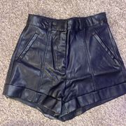 Faux Leather Black Shorts from Bershka