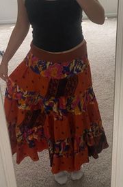 Multi Colored Pattern Flowy Skirt 