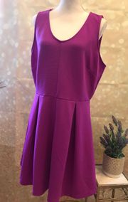 XL Pleated Fuchsia Dress