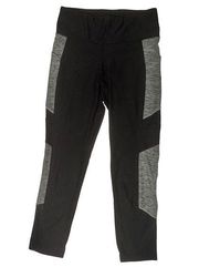 New Balance Womens Pull On Stretch Cropped Leggings Pockets, Black, Grey S NWOT