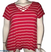 Westport lace up collar striped tee