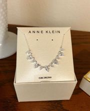 NWT  Silver-Tone Pear-Crystal Statement Necklace