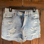 Aeropostale  size 6 women's high rise light blue ripped jean shorts