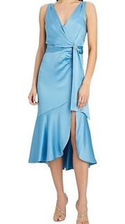 NWT Jonathan Simkhai intermix MIA fluid satin dress blue Sz 12