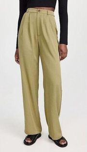 NEW Reformation Mason Wide Leg Pants Trousers Olive Oil Green 10 NWT $178