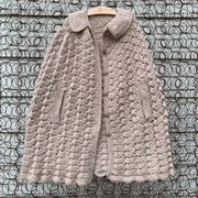 Vintage Erichsen crochet poncho cape oatmeal cream