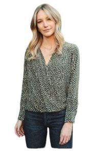 All In Favor Animal Print Wrap Blouse S
