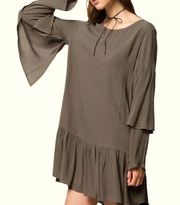 Love Riche Lagenlook Ruffle Sleeve Boho Tunic Dress Size Small