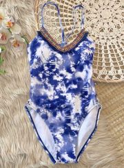 Altar’d State Tie Dye Fringe One Piece Swimsuit S