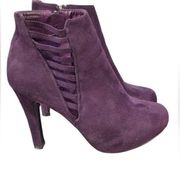 Lane Bryant Womens Bootie Purple High Heel Side Zip Round Toe Cushioned Sz 8 W