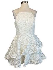 Betsy & Adam Women's Cocktail Dress Size 10 White Floral Lace Fit and Flare