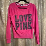 Vintage PINK Victorias Secret Hot Pink Black Crewneck Long Sleeve Sweater, XS/S