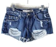 Lovers + Friends Caleb Low Rise Distressed Jean Shorts Size 25