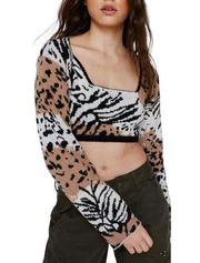 NWT Nasty Gal Leopard Knitted Bralette & Cardigan