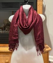 5/$15⚡️Burgundy Mandala Tassel Boho Scarf Size 27” X 68”