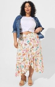 Torrid | Floral Maxi Swiss Dot Ruffle Hi-Low Skirt