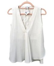 NWT Derek Lam 10 Crosby V Neck Inner Crop Tank Sheer Blouse White Women's Size 4