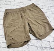 L.L Bean Drawstring Bermuda Outdoor Short Size 1X Brown High Rise Elastic Waist