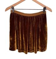 Silk Blend Velvet Mini Skirt Pockets Zipper Zip Up Side Lined Gold 4