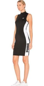 Puma T7 Black White Mock neck bodycon mini dress Small