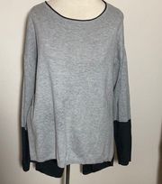 NY & CO. SOHO jeans ASYMMETRICAL Sweater full zip back black gray color block M