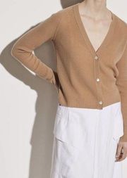 Vince Cashmere Raglan Sleeve Tan Cardigan Sweater Button Front Womens Size L