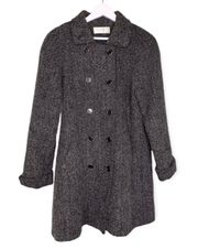 Vintage  Wool Blend Women's Double Breasted Tweed Coat Dark Grey Size 6