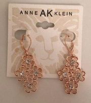 New Anne Klein quad daisies w crystals earrings