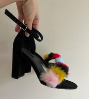 Black 5.5 Furry Heels