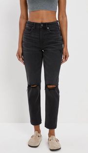 American Eagle AE Stretch Ripped Mom Jean Black