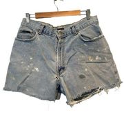 Vintage Perry Ellis Boho Cut Off Distressed Denim Jean Shorts Size XL /32