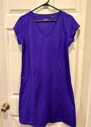 Toad&Co Aquaculture Short Sleeve Dress Purple with Zip Pocket size medium