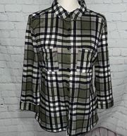 Polly & Esther - green Navy - Plaid Button up - L