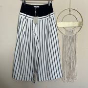 nwt // tibi striped wide leg culottes pants