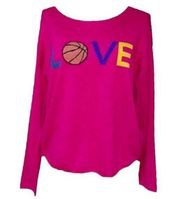 NWT Cashmere Blend Rachel Zoe Game Day Sweater LOVE Basketball