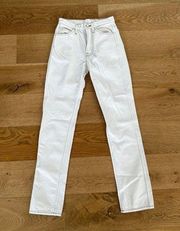 Frame Le Italien True Straight Cotton Jeans in White