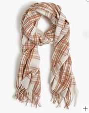 J. Crew Classic Plaid Fringe Scarf Ivory Tan New Style BV688