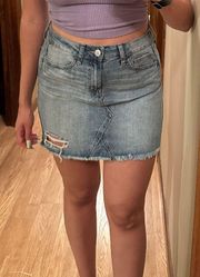 Distressed Denim Skirt