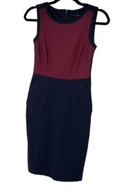 Lands’ End Burgundy Navy Blue Sleeveless Shift Dress