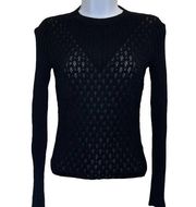 Club Monaco Women's Ribbed Solid Black Long Sleeve Sweater Size XS