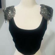 Black Top with Silver Shoulder Embellishments