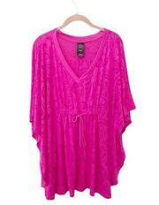 Catalina Women's Swim Coverup V Neck Flowy Beach Pool Magenta Hot Pink Size L