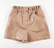 Wilfred Aritzia Speechless Faux Vegan Leather High Waisted Paper Bag Shorts 4