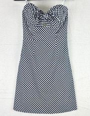 Strapless Gingham Plaid Mini Dress Size 2 Bow Boning