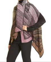 Missoni • Zigzag Wool Scarf Cape vest poncho Italian luxury designer pink tan