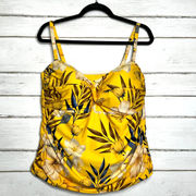 La Blanca Yellow Floral Tankini Swimsuit Top Size 1X