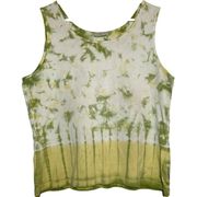 Royal Robbins Crop Tank Top 100% Cotton Sleeveless Crew Neck Yellow Tie Dye XL