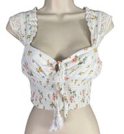 Forever 21  Women's S Crop Top Floral Lace Straps Summer Fashion Trendy Camisole