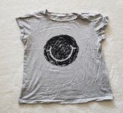 Gray and Black Smiley Face Graphic Tee