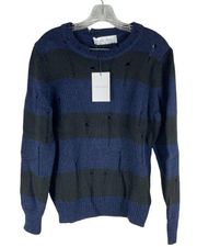 NEW IRO Jeans Stys Distress Sweater Alpaca Blend Blue Black Size M